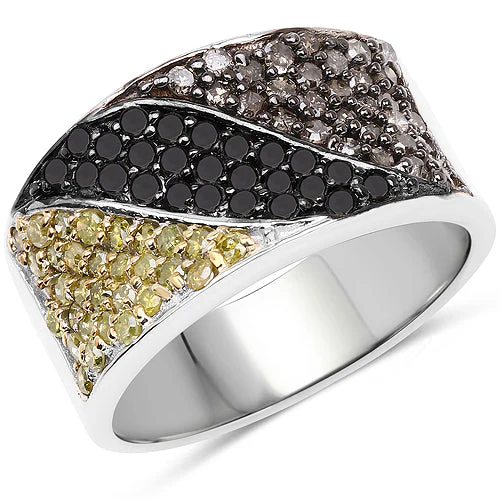 1.32 Carat Genuine multi Diamond .925 Sterling Silver Ring - Image 4