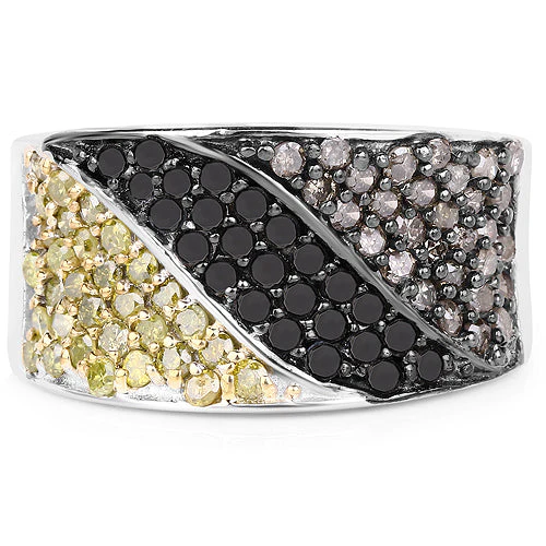 1.32 Carat Genuine multi Diamond .925 Sterling Silver Ring - Image 6