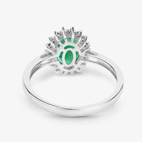 1.34 Carat Genuine Zambian Emerald and White Diamond 10K White Gold Ring - Image 7