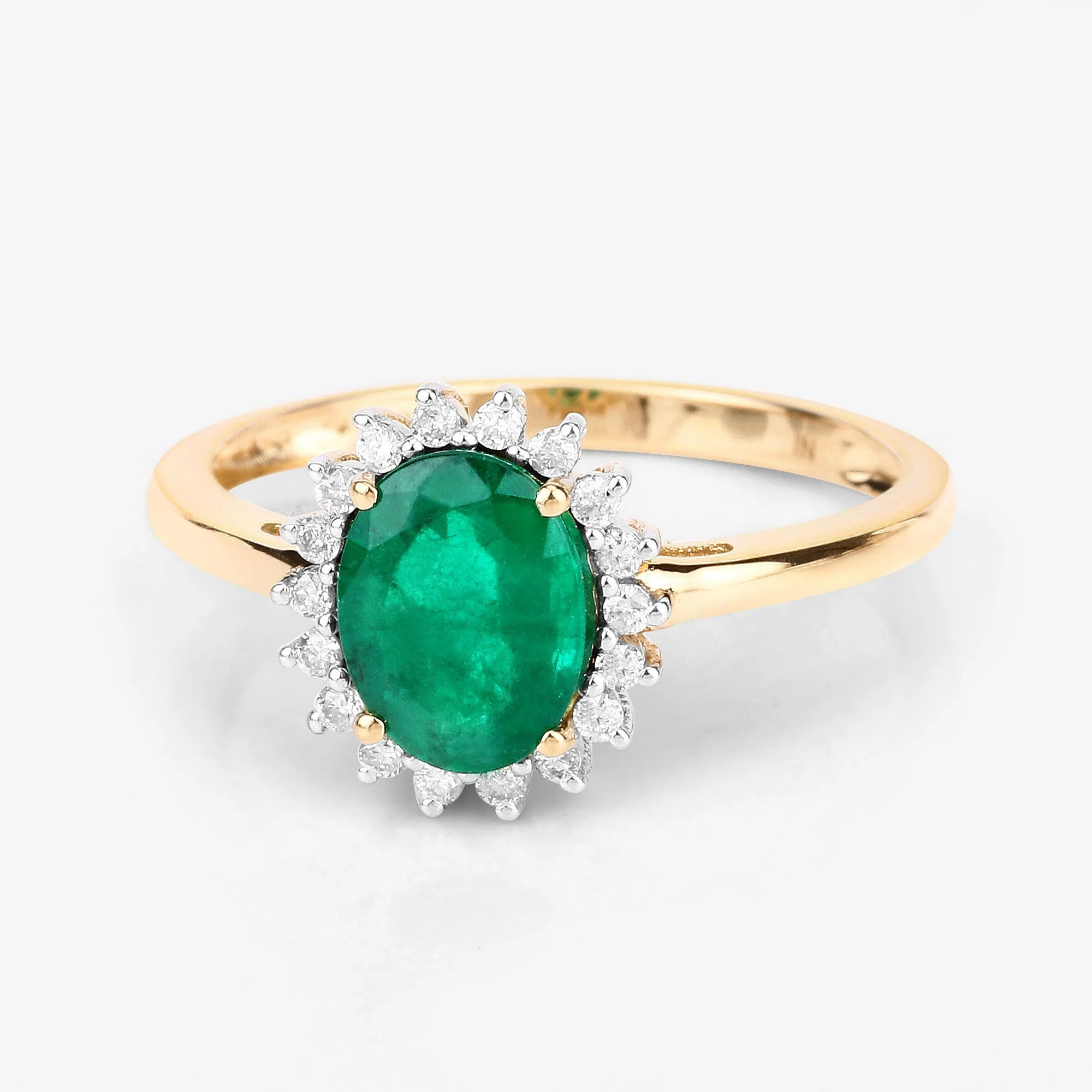 1.34 Carat Genuine Zambian Emerald and White Diamond 14K Yellow Gold Ring - Image 3
