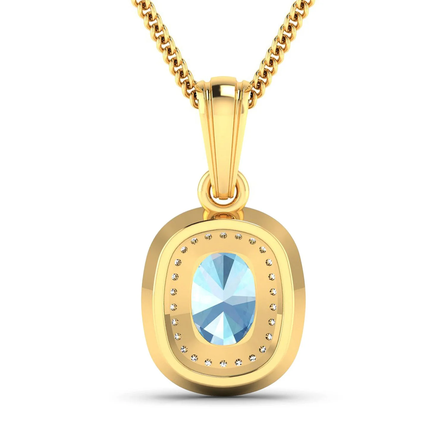 1.35 Carat Genuine Aquamarine and White Diamond 14K Yellow Gold Pendant - Image 3