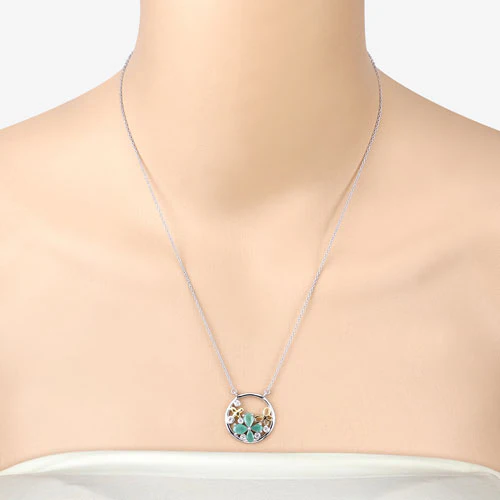 1.35 Carat Genuine Emerald and White Topaz .925 Sterling Silver Pendant - Image 12