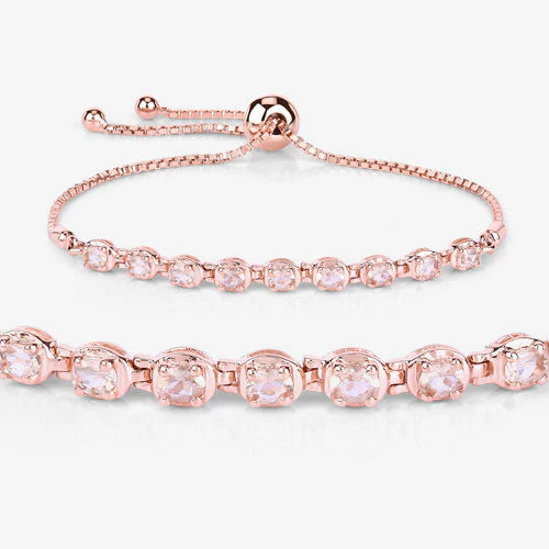 1.35 Carat Genuine Morganite .925 Sterling Silver Bracelet - Image 11