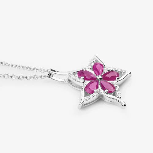 1.37 Carat Genuine Ruby and White Zircon .925 Sterling Silver Pendant - Image 10