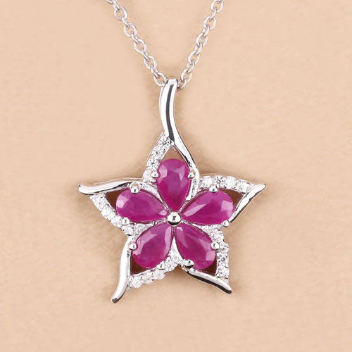 1.37 Carat Genuine Ruby and White Zircon .925 Sterling Silver Pendant - Image 11