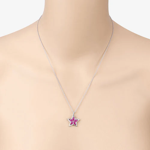 1.37 Carat Genuine Ruby and White Zircon .925 Sterling Silver Pendant - Image 12
