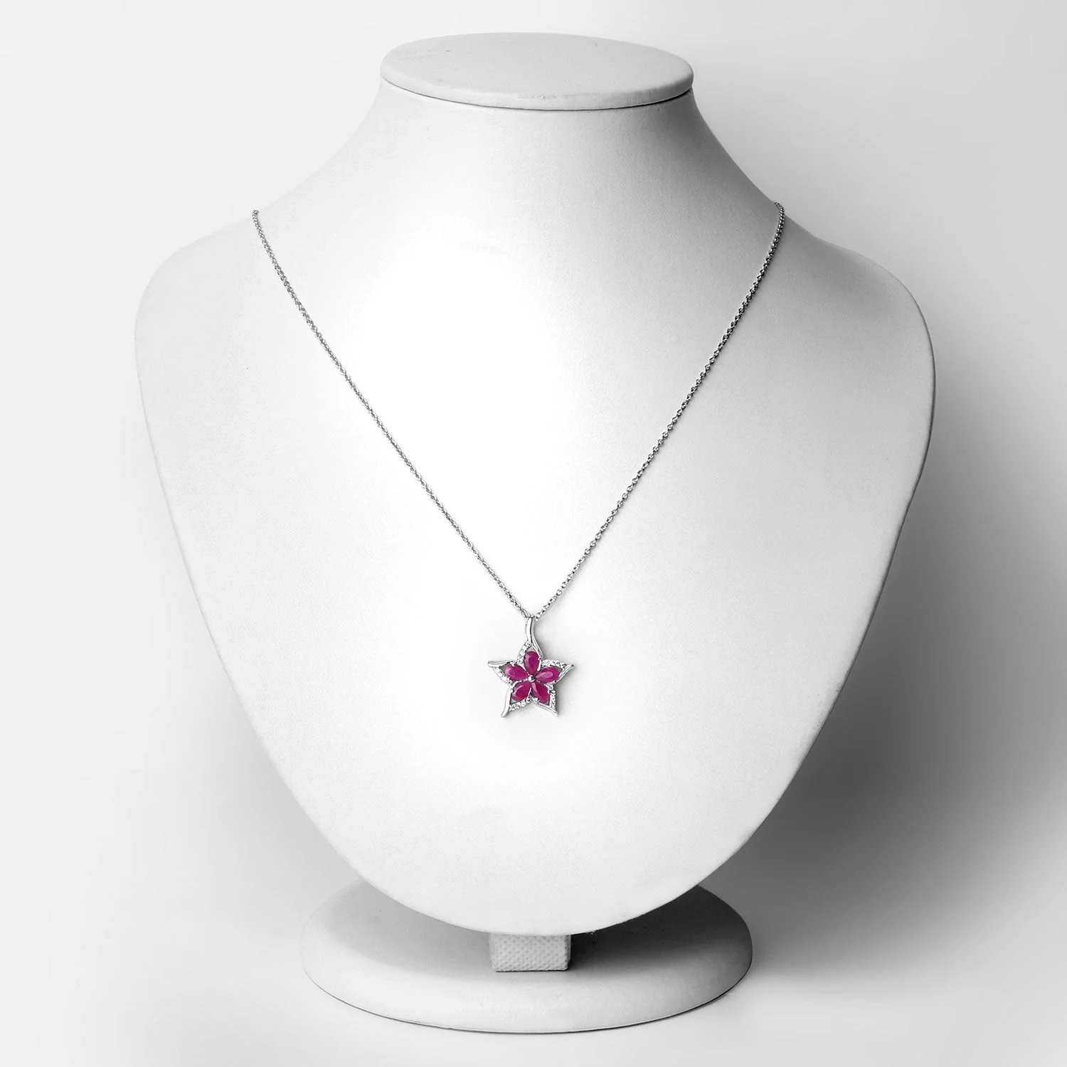 1.37 Carat Genuine Ruby and White Zircon .925 Sterling Silver Pendant - Image 2