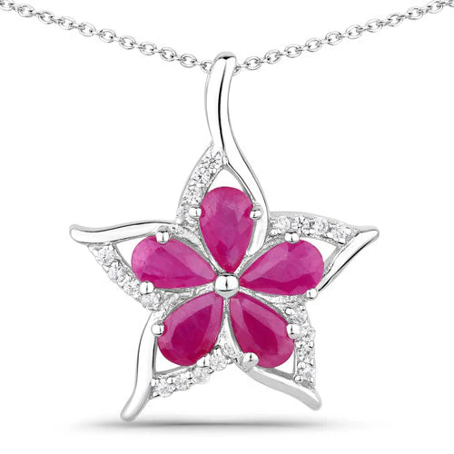 1.37 Carat Genuine Ruby and White Zircon .925 Sterling Silver Pendant - Image 5