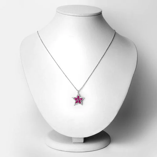 1.37 Carat Genuine Ruby and White Zircon .925 Sterling Silver Pendant - Image 6