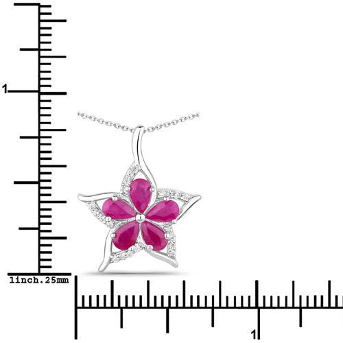 1.37 Carat Genuine Ruby and White Zircon .925 Sterling Silver Pendant - Image 7