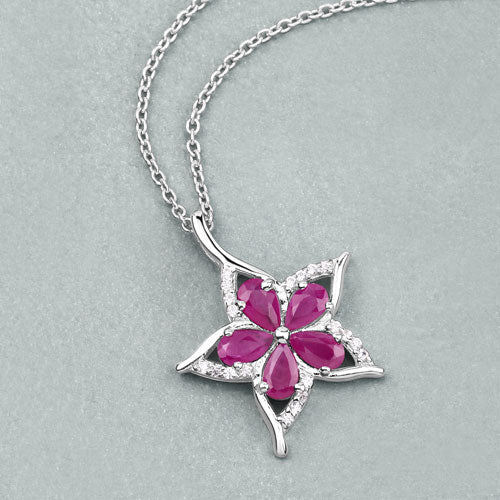 1.37 Carat Genuine Ruby and White Zircon .925 Sterling Silver Pendant - Image 8