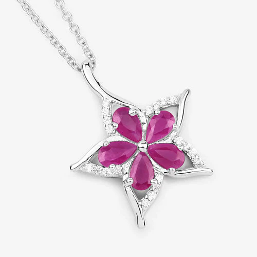 1.37 Carat Genuine Ruby and White Zircon .925 Sterling Silver Pendant - Image 9