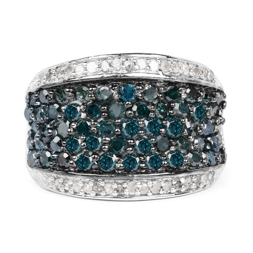 1.38 Carat Genuine Blue Diamond and White Diamond .925 Sterling Silver Ring - Image 8