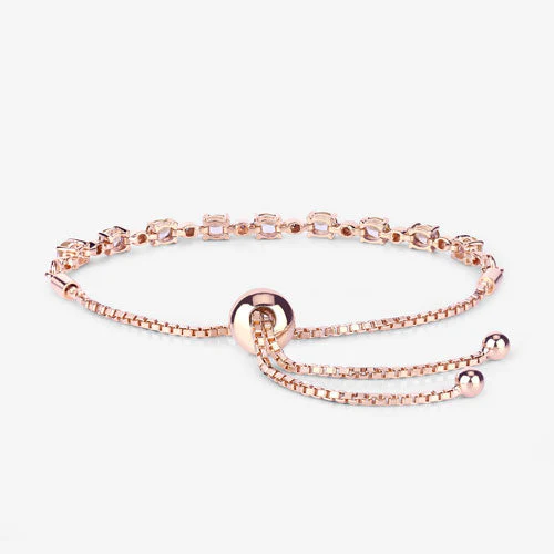 1.38 Carat Genuine Morganite and White Diamond .925 Sterling Silver Bracelet - Image 12