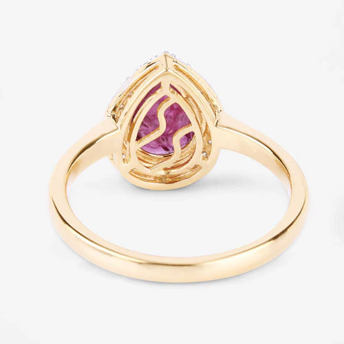 1.38 Carat Genuine Ruby and White Diamond 14K Yellow Gold Ring - Image 7