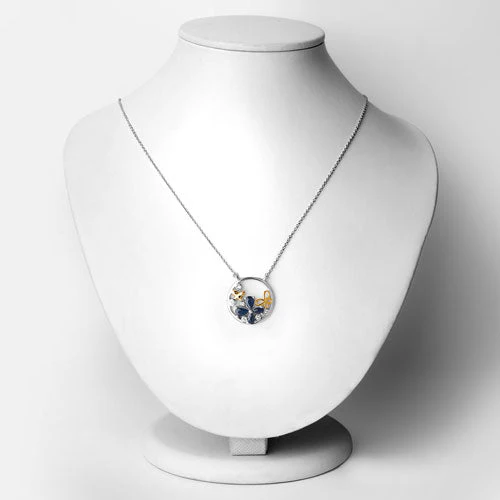 1.41 Carat Genuine Blue Sapphire and White Topaz .925 Sterling Silver Pendant - Image 6