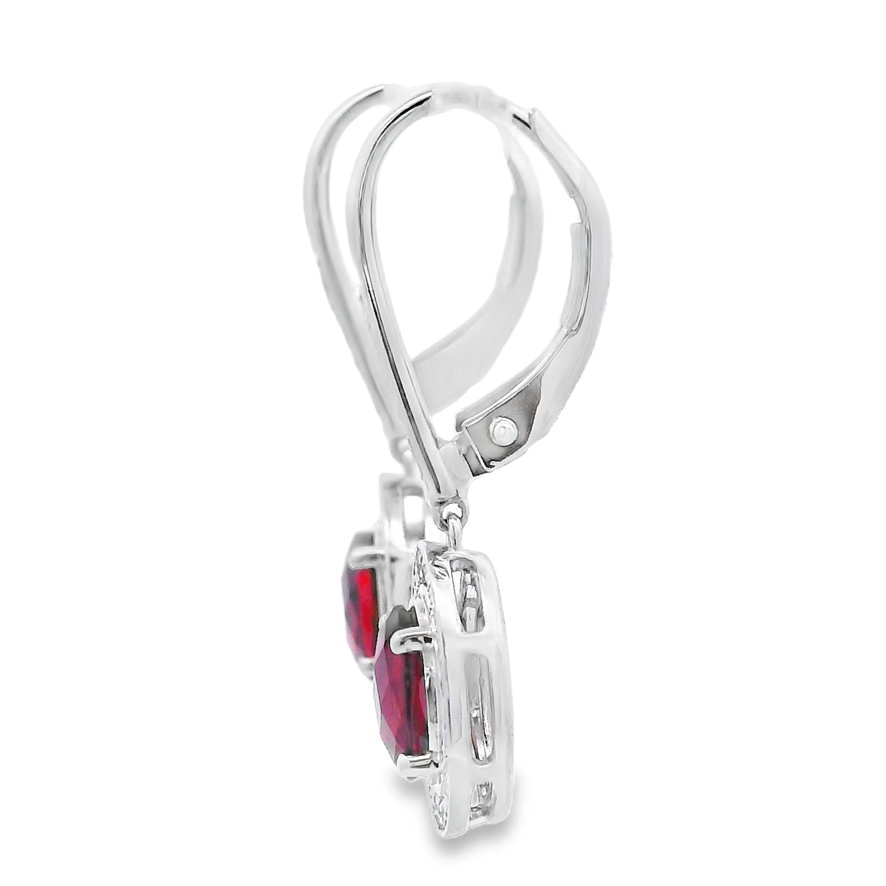 1.41ct Garnet Diamond Dangle Earrings 10KT White Gold - Image 2