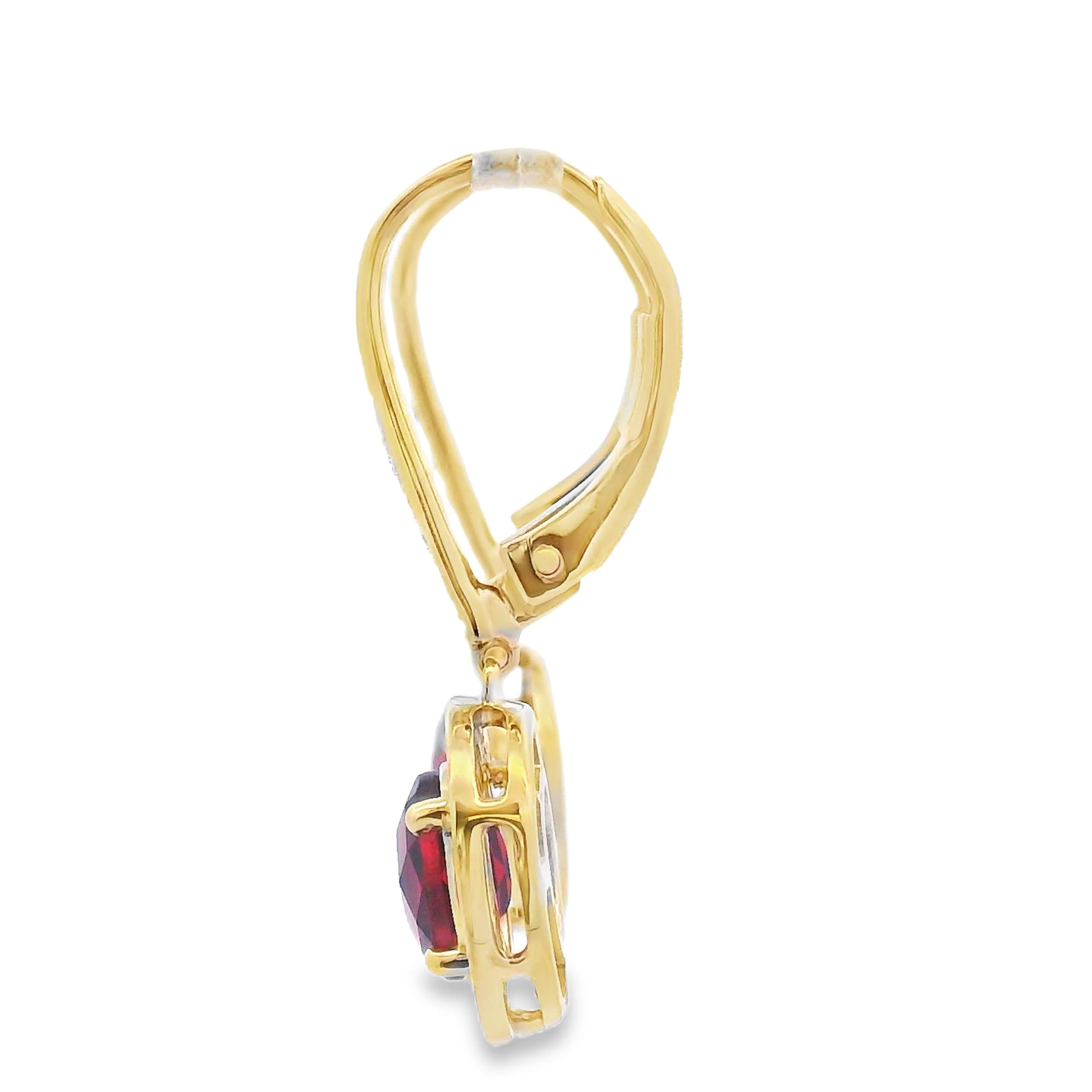 1.41ct Garnet Diamond Dangle Earrings 10KT Yellow Gold - Image 2