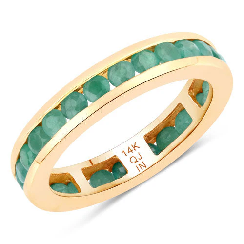 1.43 Carat Genuine Emerald 14K Yellow Gold Ring - Image 2