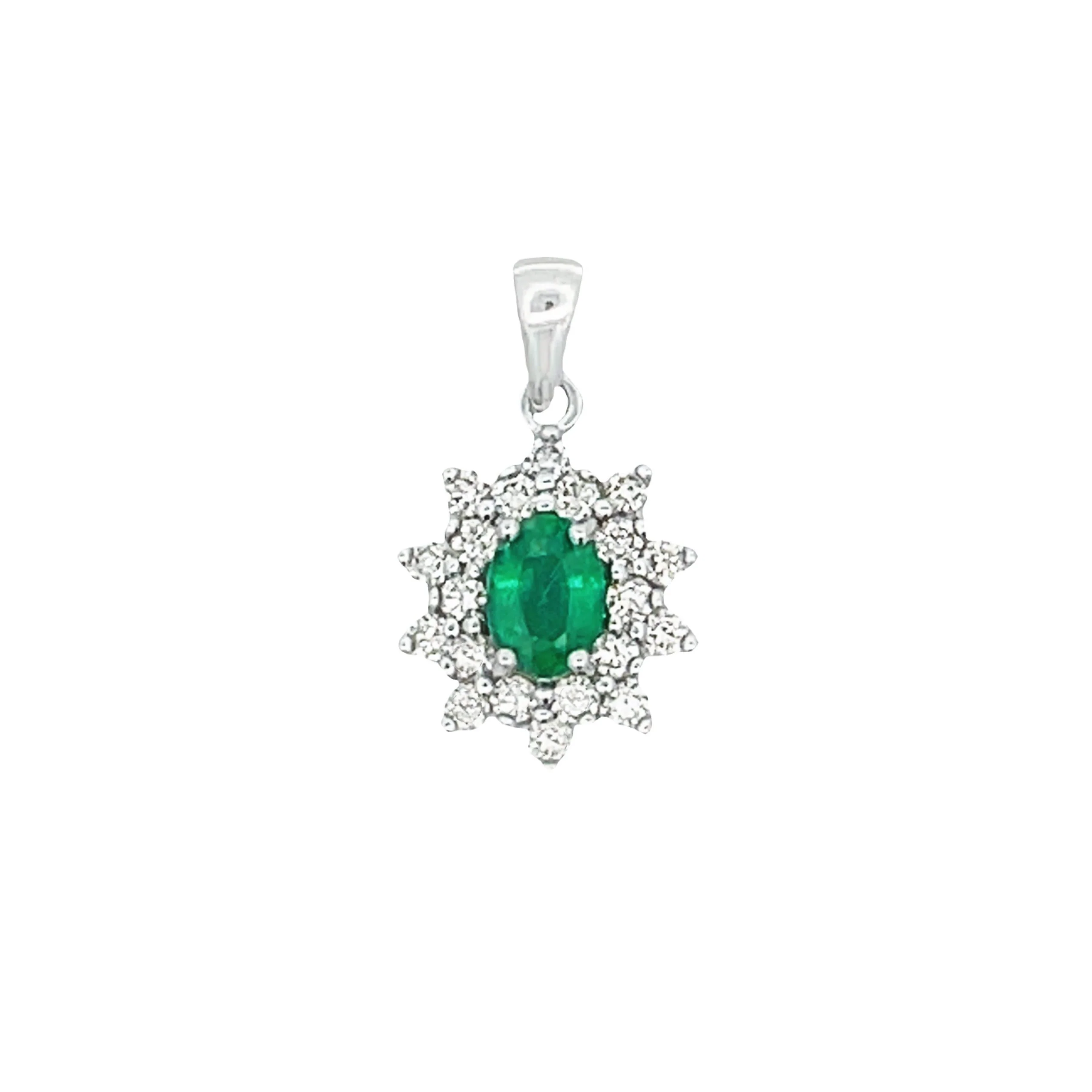 1.43ct Emerald Diamond Fashion Pendants 14KT White Gold - Image 2