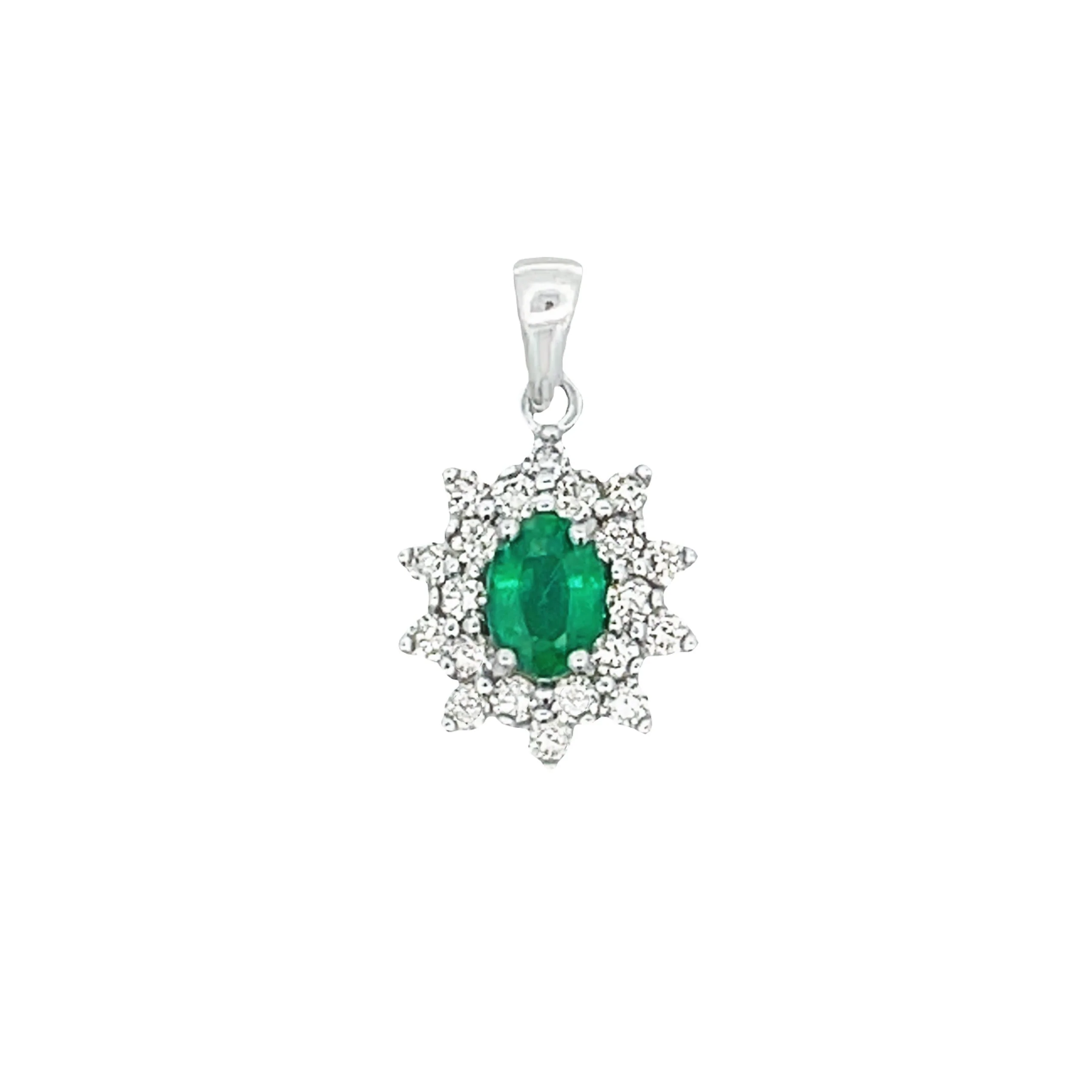 1.43ct Emerald Diamond Fashion Pendants 14KT White Gold - Image 3