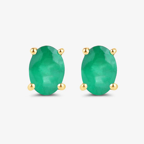 1.44 Carat Genuine Zambian Emerald 10K Yellow Gold Earrings - Image 10