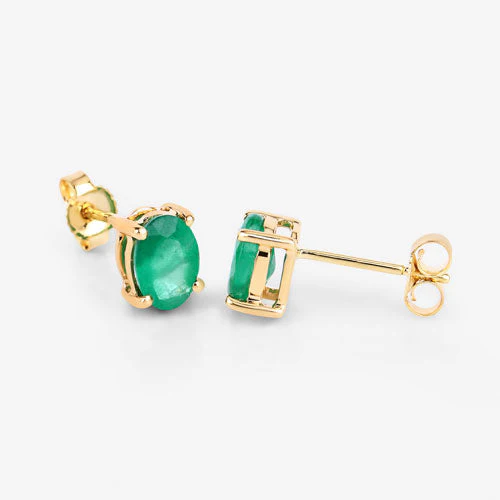 1.44 Carat Genuine Zambian Emerald 10K Yellow Gold Earrings - Image 8
