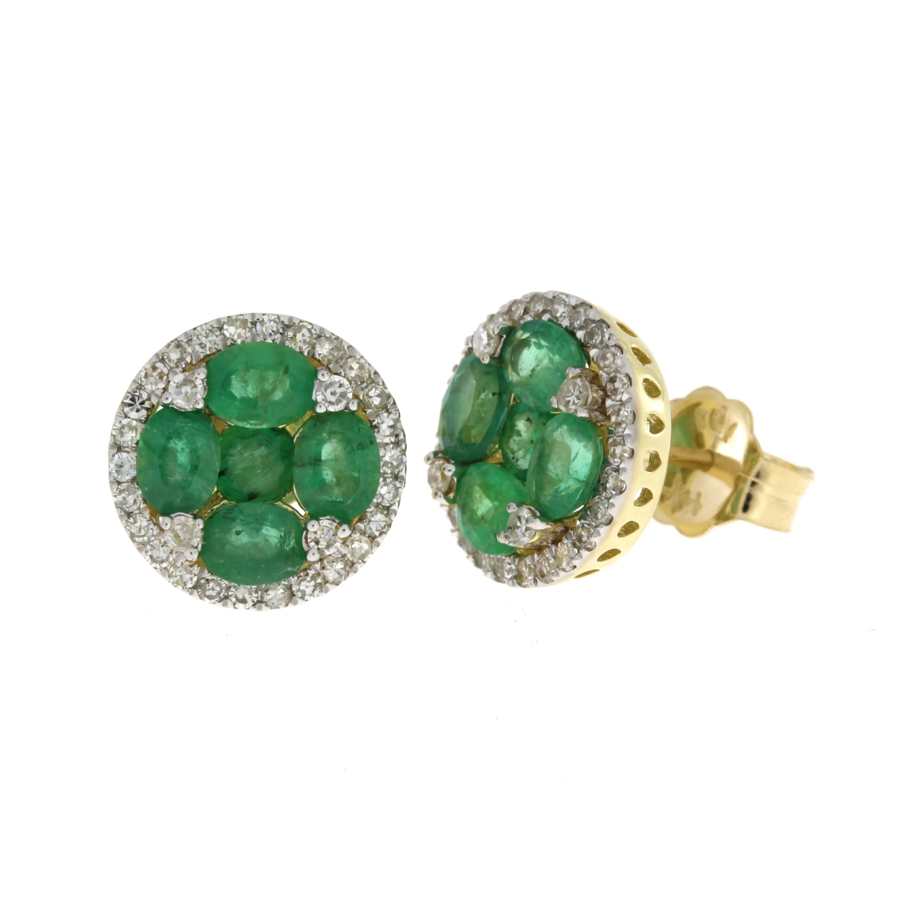 1.46ct Emerald Diamond Stud Earrings 14KT Yellow Gold - Image 2