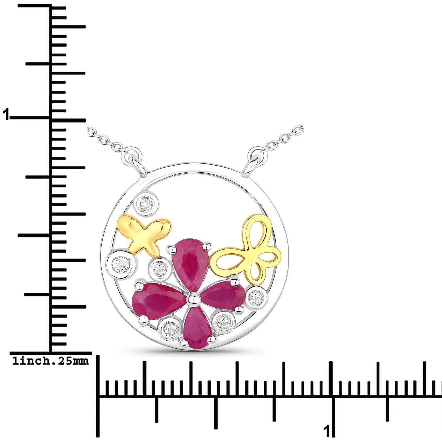 1.47 Carat Genuine Ruby and White Topaz .925 Sterling Silver Pendant - Image 3