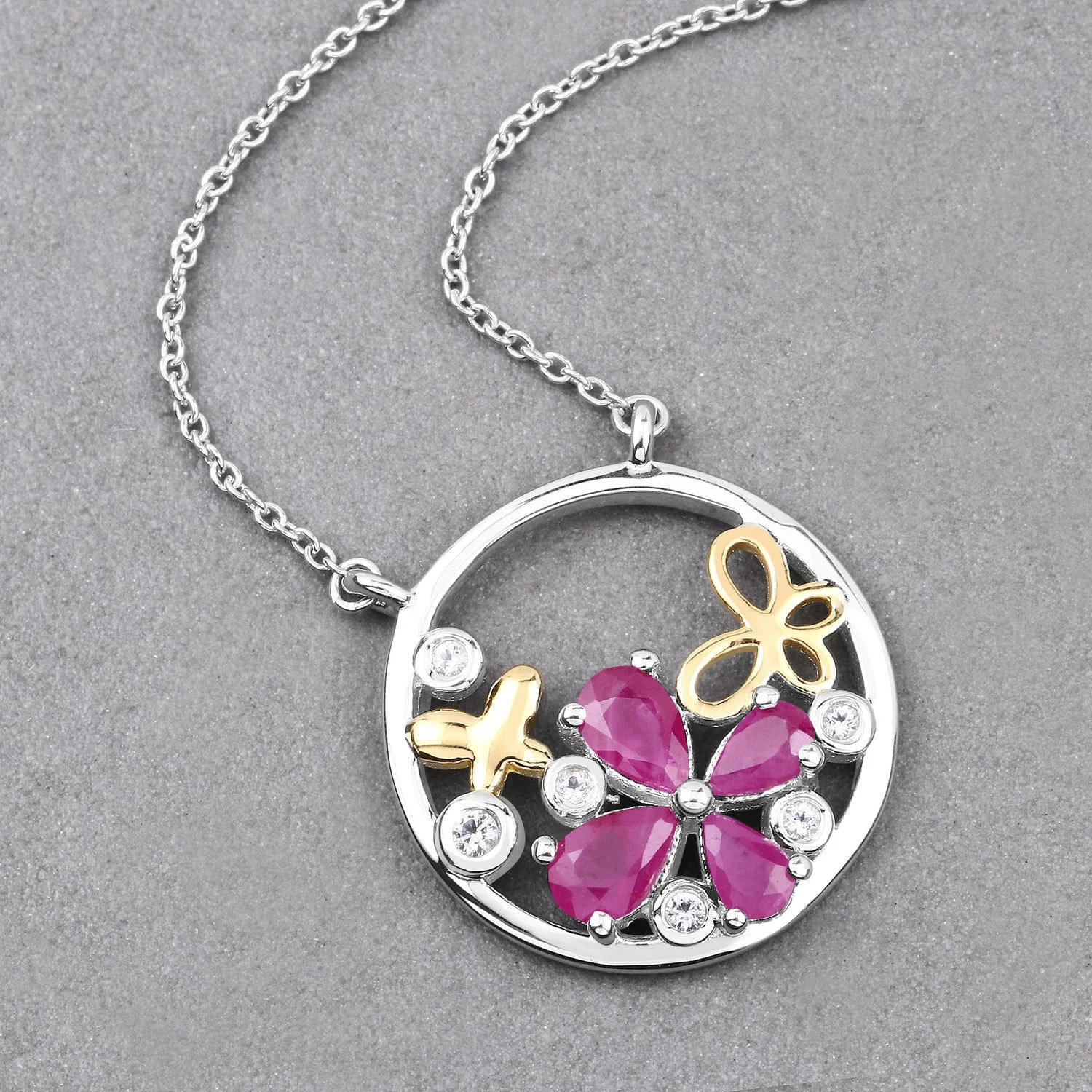 1.47 Carat Genuine Ruby and White Topaz .925 Sterling Silver Pendant - Image 4