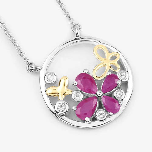 1.47 Carat Genuine Ruby and White Topaz .925 Sterling Silver Pendant - Image 9