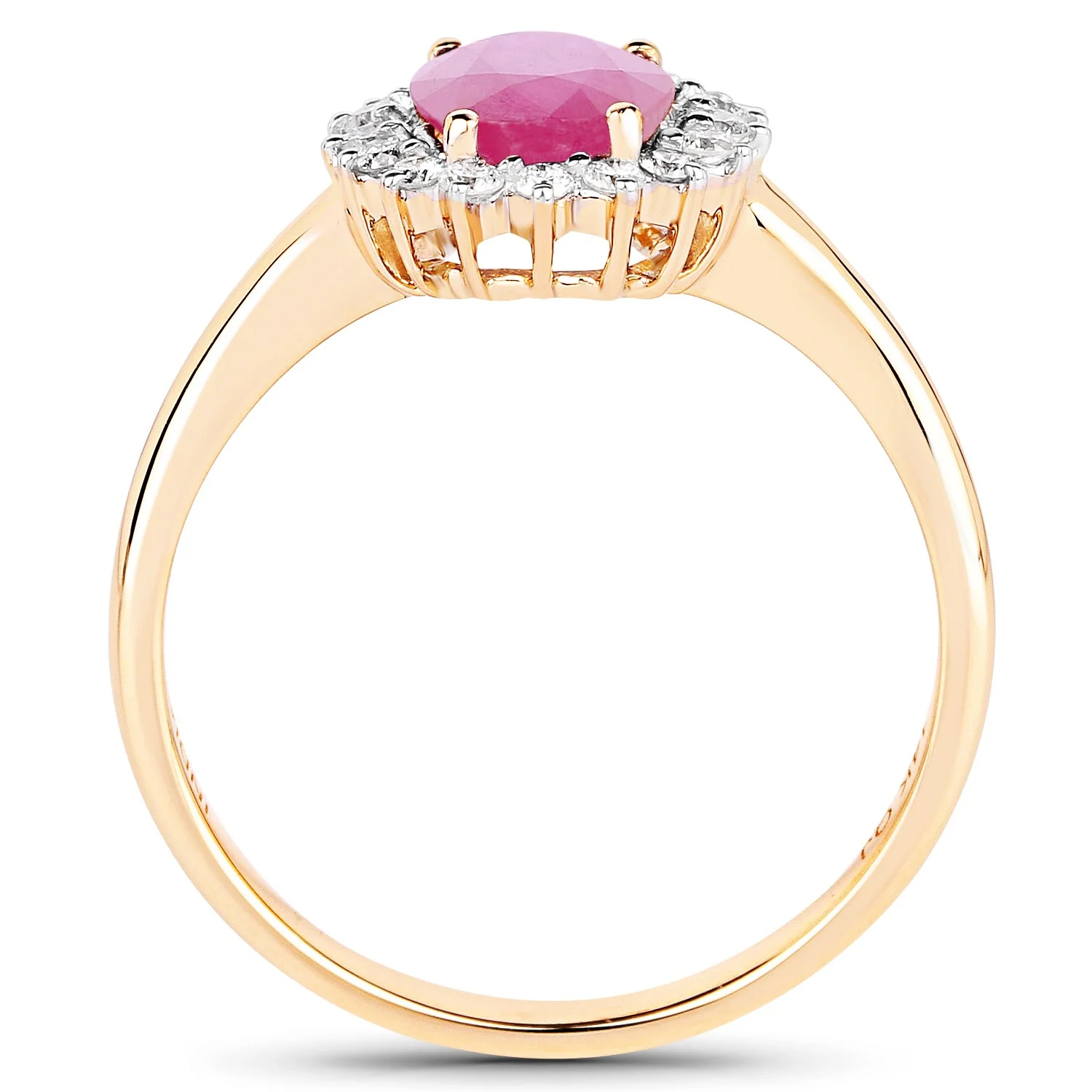 1.48 Carat Genuine Ruby and White Diamond 14K Yellow Gold Ring - Image 2