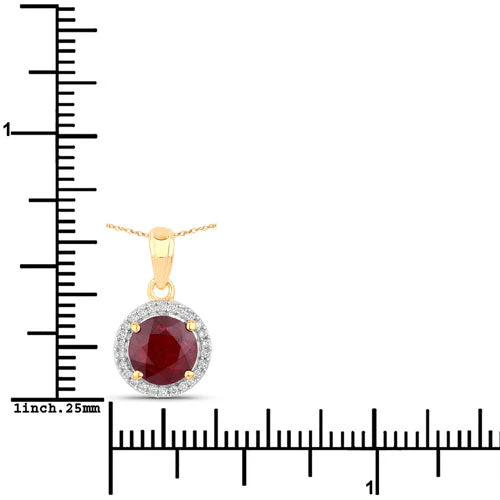 1.49 Carat Genuine Ruby and White Diamond 14K Yellow Gold Pendant - Image 3