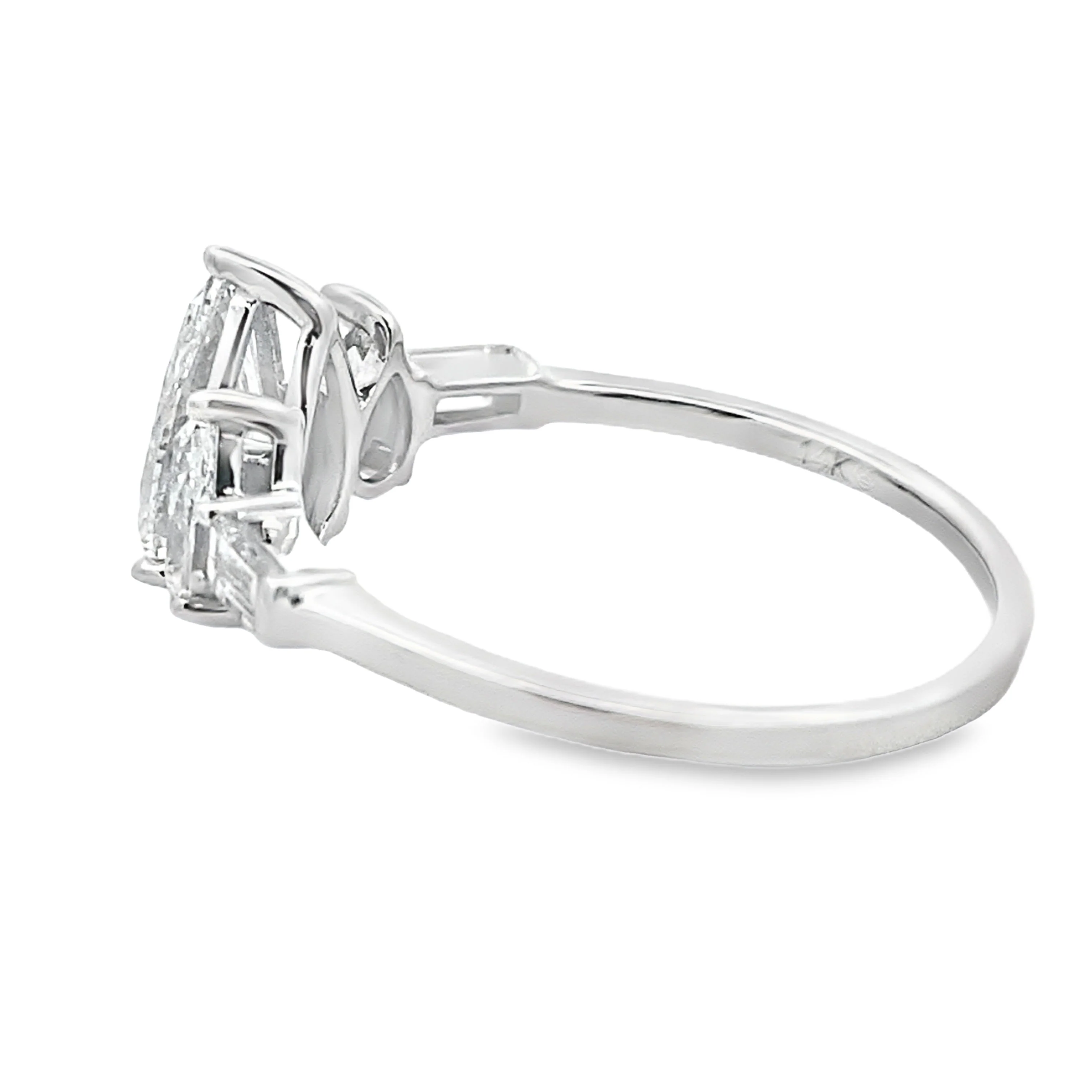 1.50ct Lab Grown Diamond 3 Stone Ring 14KT White Gold - Image 2