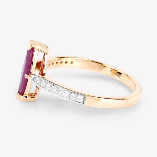 1.51 Carat Genuine Ruby and White Diamond 14K Yellow Gold Ring - Image 6