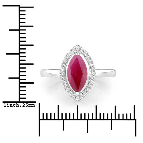 1.52 Carat Genuine Ruby and White Diamond 10K White Gold Ring - Image 3