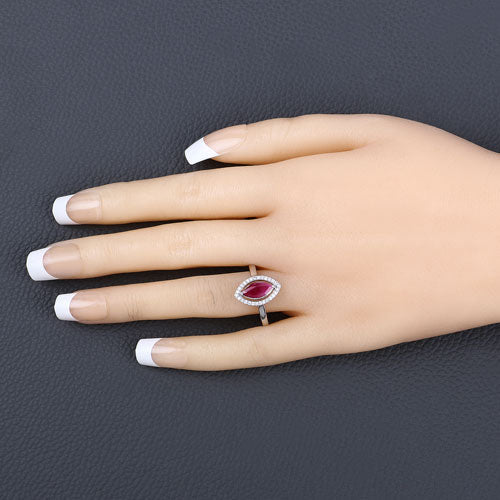 1.52 Carat Genuine Ruby and White Diamond 10K White Gold Ring - Image 5