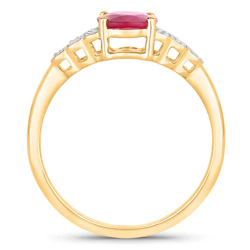 1.52 Carat Genuine Ruby and White Diamond 14K Yellow Gold Ring - Image 2