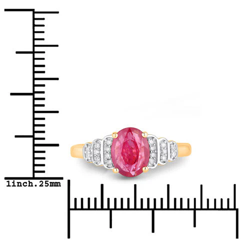 1.52 Carat Genuine Ruby and White Diamond 14K Yellow Gold Ring - Image 3