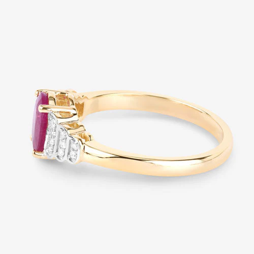 1.52 Carat Genuine Ruby and White Diamond 14K Yellow Gold Ring - Image 6