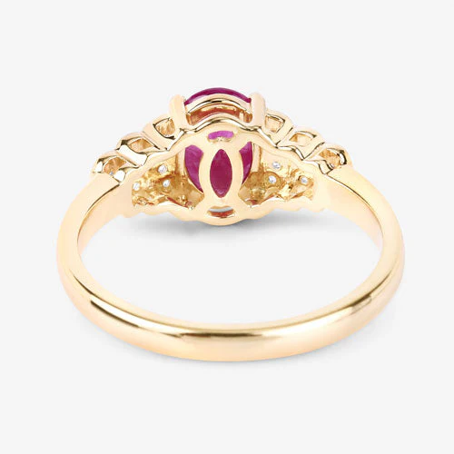 1.52 Carat Genuine Ruby and White Diamond 14K Yellow Gold Ring - Image 7