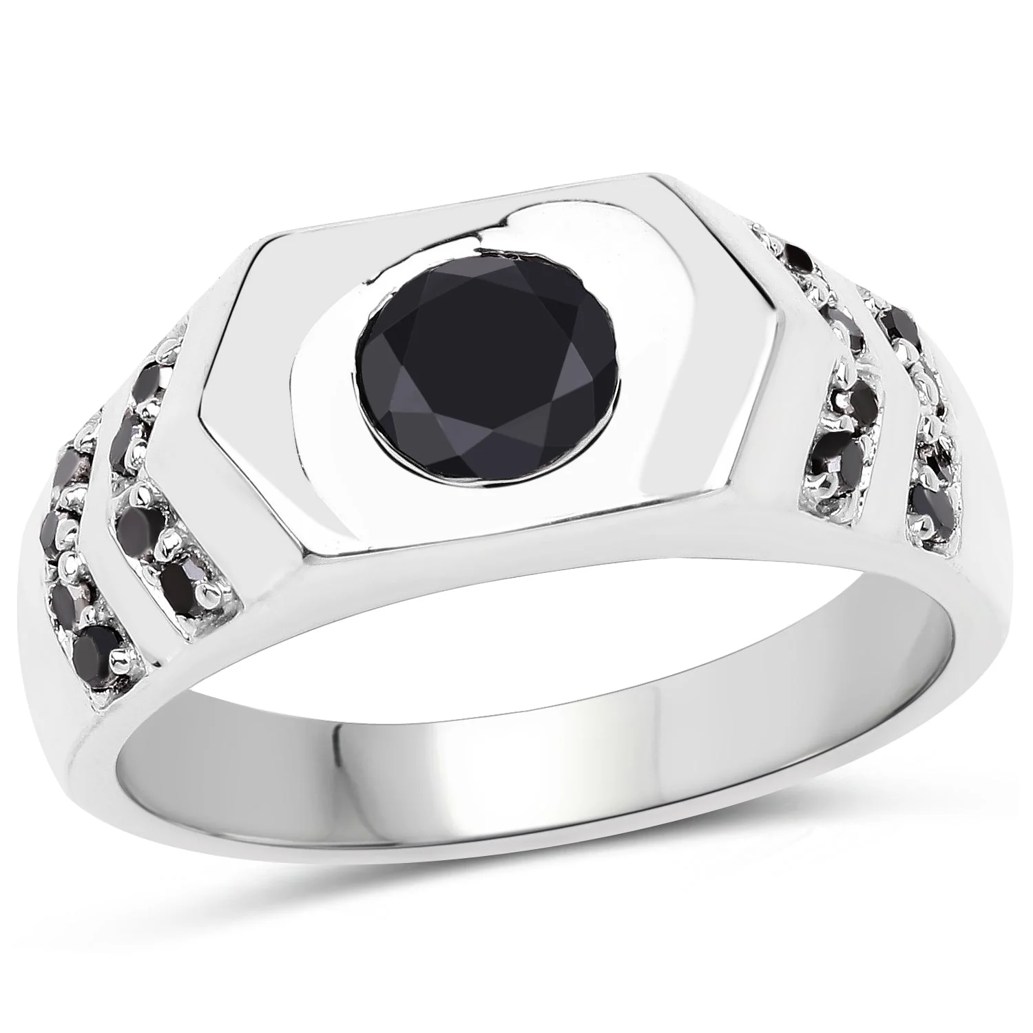 1.53 Carat Genuine Black Diamond .925 Sterling Silver Ring
