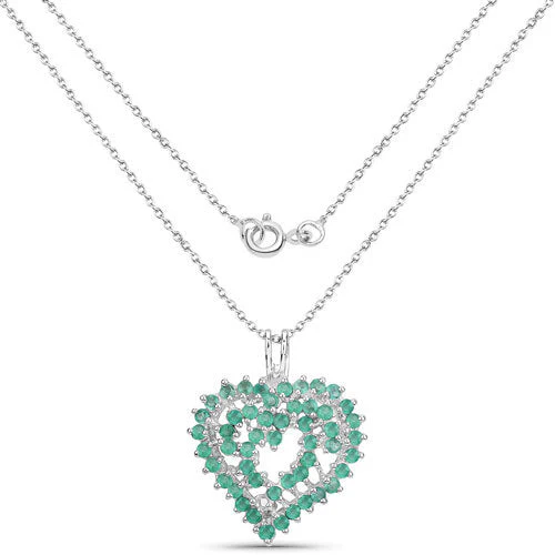 1.53 Carat Genuine Emerald .925 Sterling Silver Pendant - Image 2