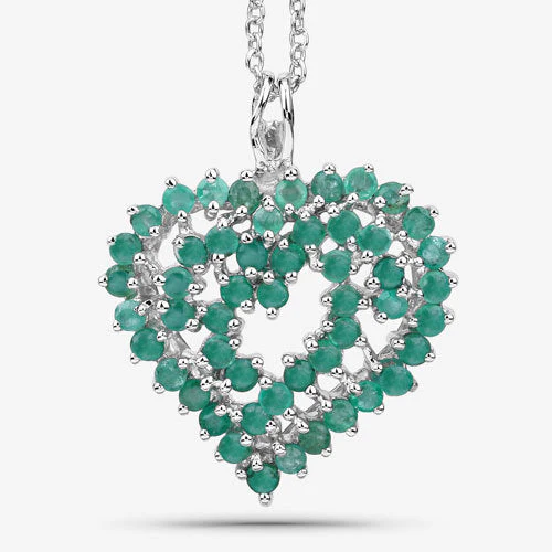 1.53 Carat Genuine Emerald .925 Sterling Silver Pendant - Image 3