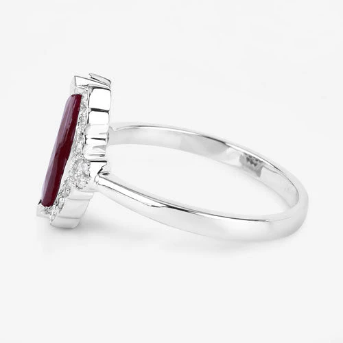 1.54 Carat Genuine Ruby and White Diamond 14K White Gold Ring - Image 6