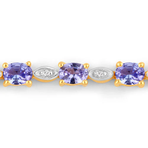 1.56 Carat Genuine Tanzanite and White Diamond .925 Sterling Silver Bracelet - Image 5