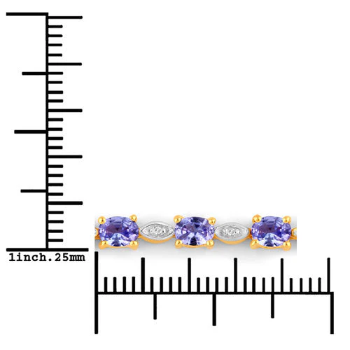 1.56 Carat Genuine Tanzanite and White Diamond .925 Sterling Silver Bracelet - Image 6