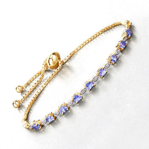 1.56 Carat Genuine Tanzanite and White Diamond .925 Sterling Silver Bracelet - Image 7