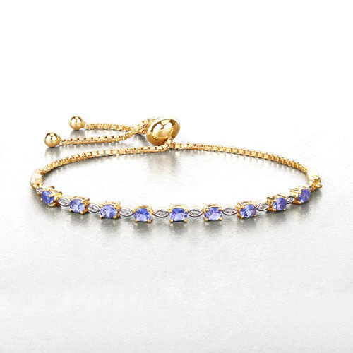1.56 Carat Genuine Tanzanite and White Diamond .925 Sterling Silver Bracelet - Image 8