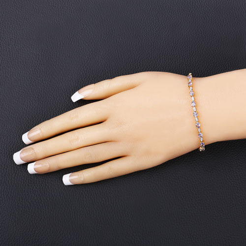1.56 Carat Genuine Tanzanite and White Diamond .925 Sterling Silver Bracelet - Image 9